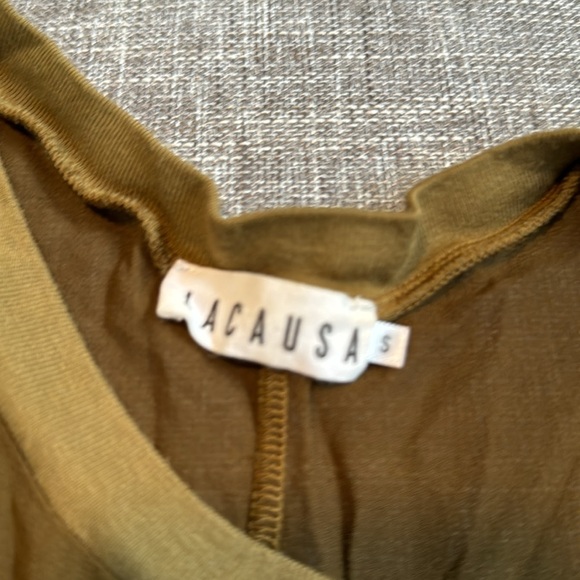 Lacausa Viscose Olive Green Sheer Chiffon Top - Picture 3 of 5